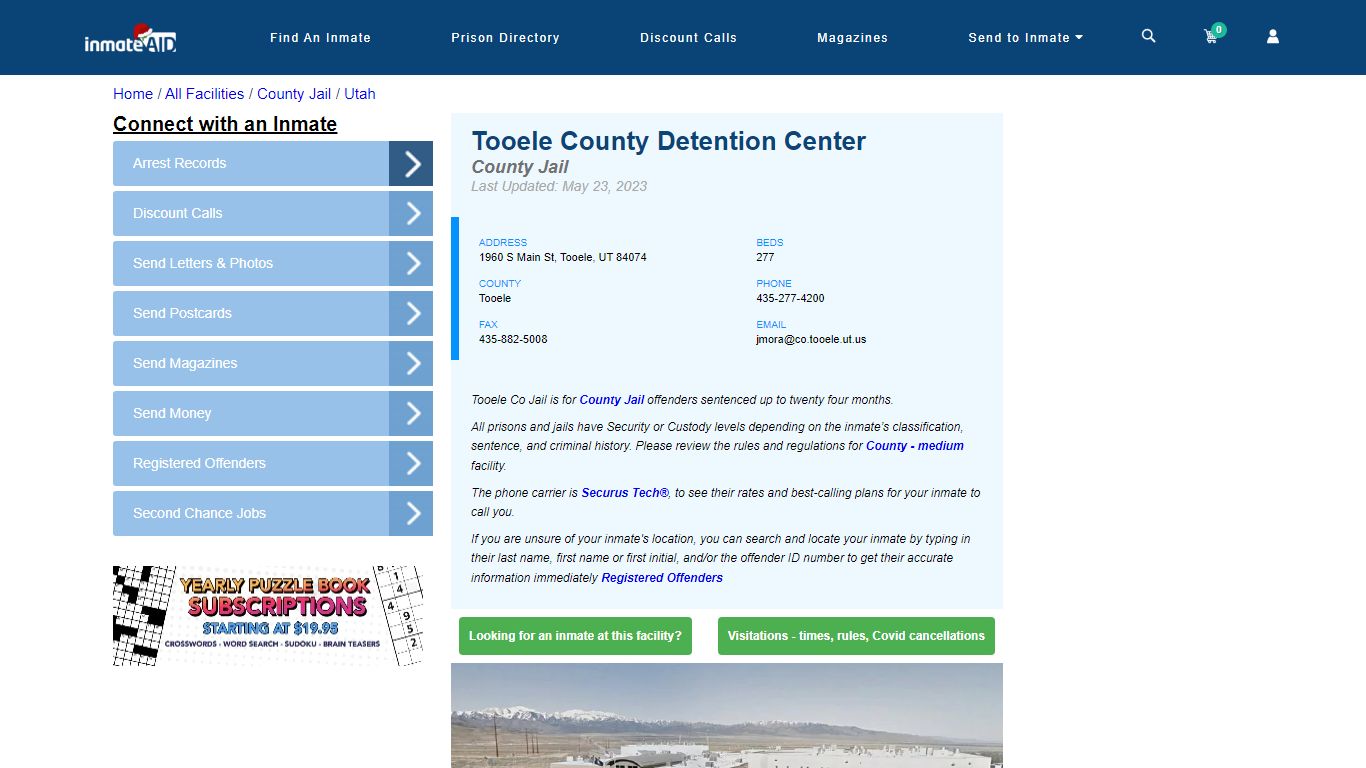 Tooele County Detention Center - Inmate Locator - Tooele, UT