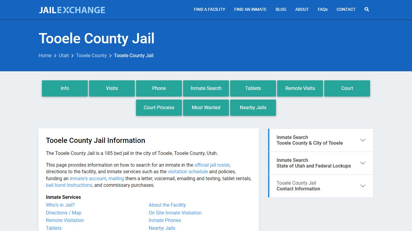 Tooele County Jail, UT Inmate Search, Information