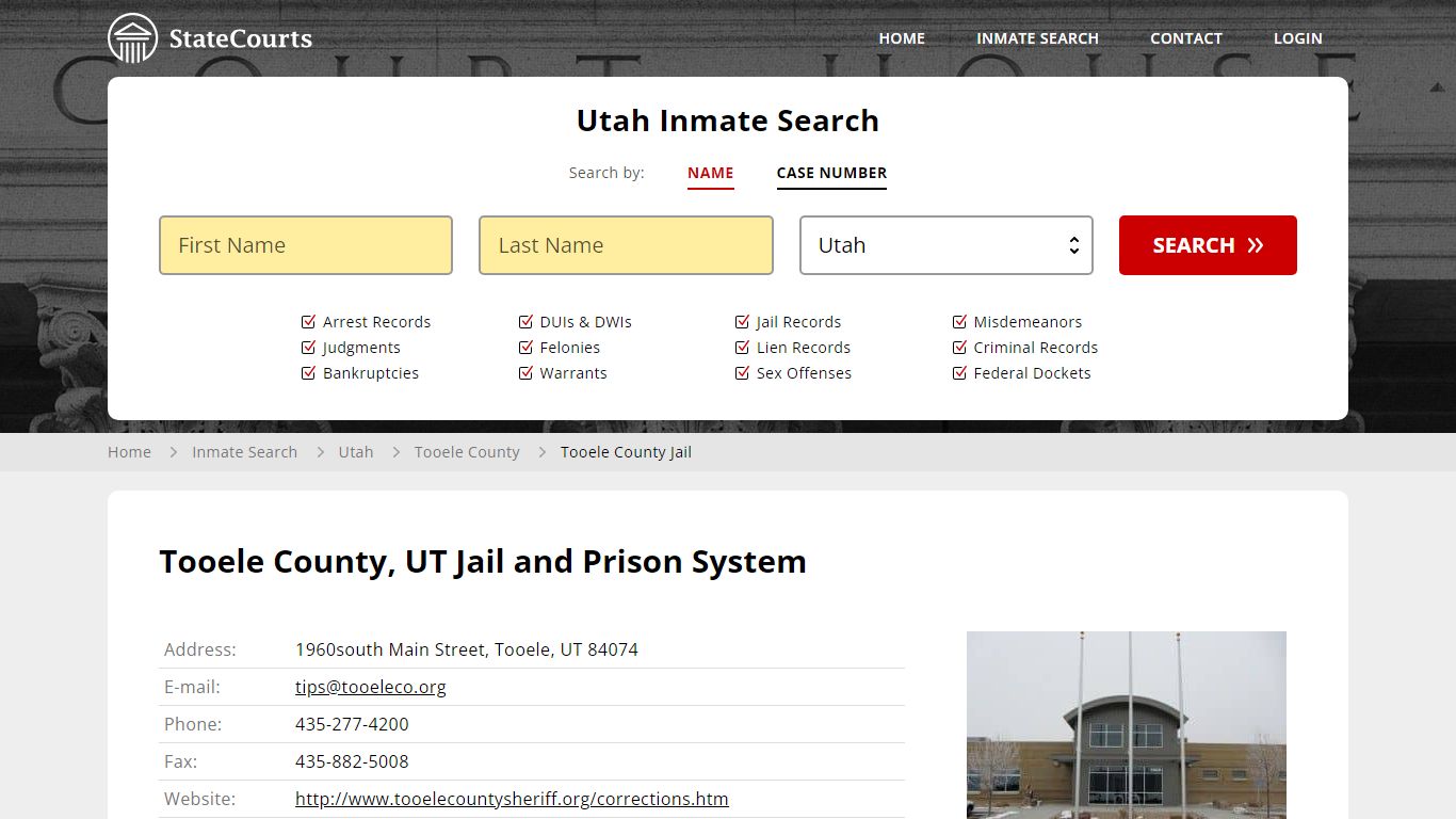 Tooele County Jail Inmate Records Search, Utah - StateCourts